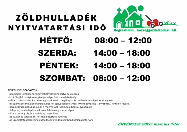 Bővített nyitvatartás a zöldhulladék lerakóban